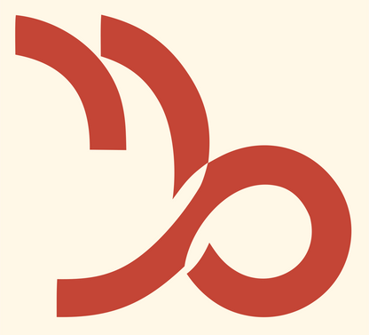 Negative Space Capricorn Curl Logo #fff8e7/#c44536