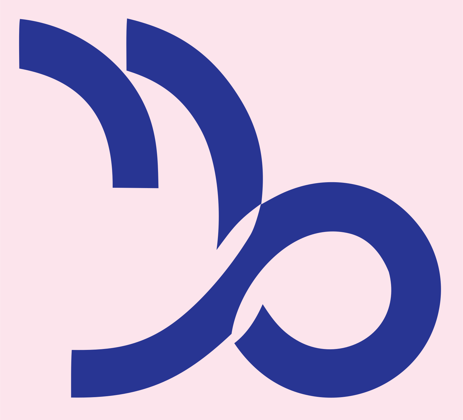 Negative Space Capricorn Curl Logo #fce4ec/#283593