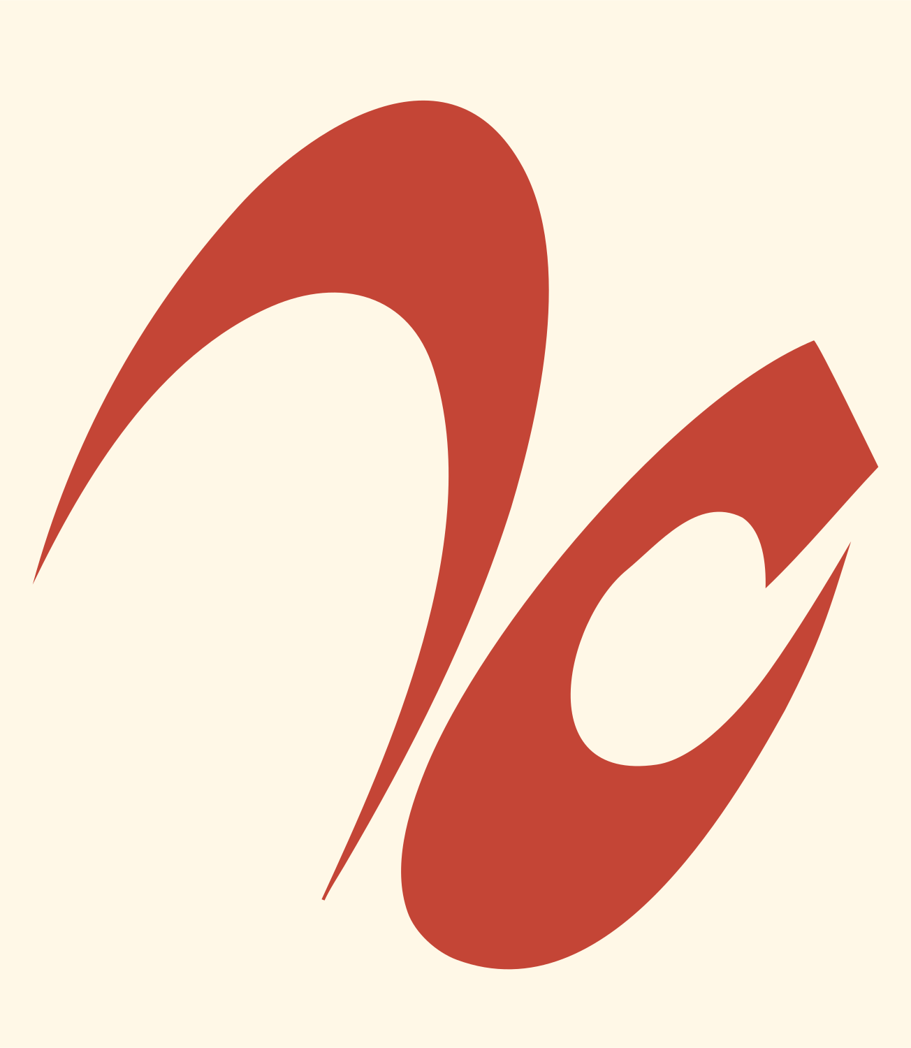 Swooping Dual Crescent Mark #fff8e7/#c44536