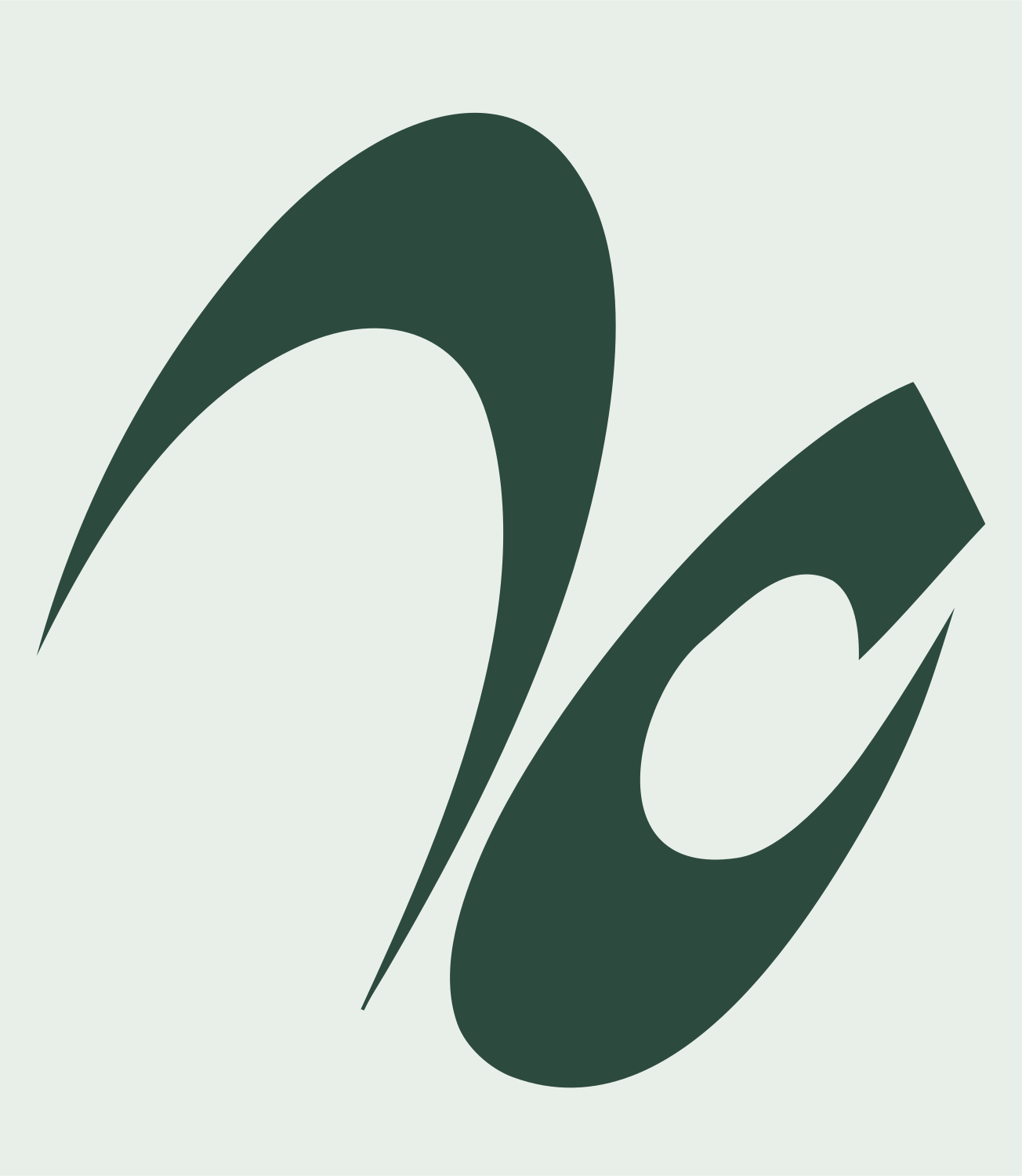 Swooping Dual Crescent Mark #e8efe9/#2d4a3e
