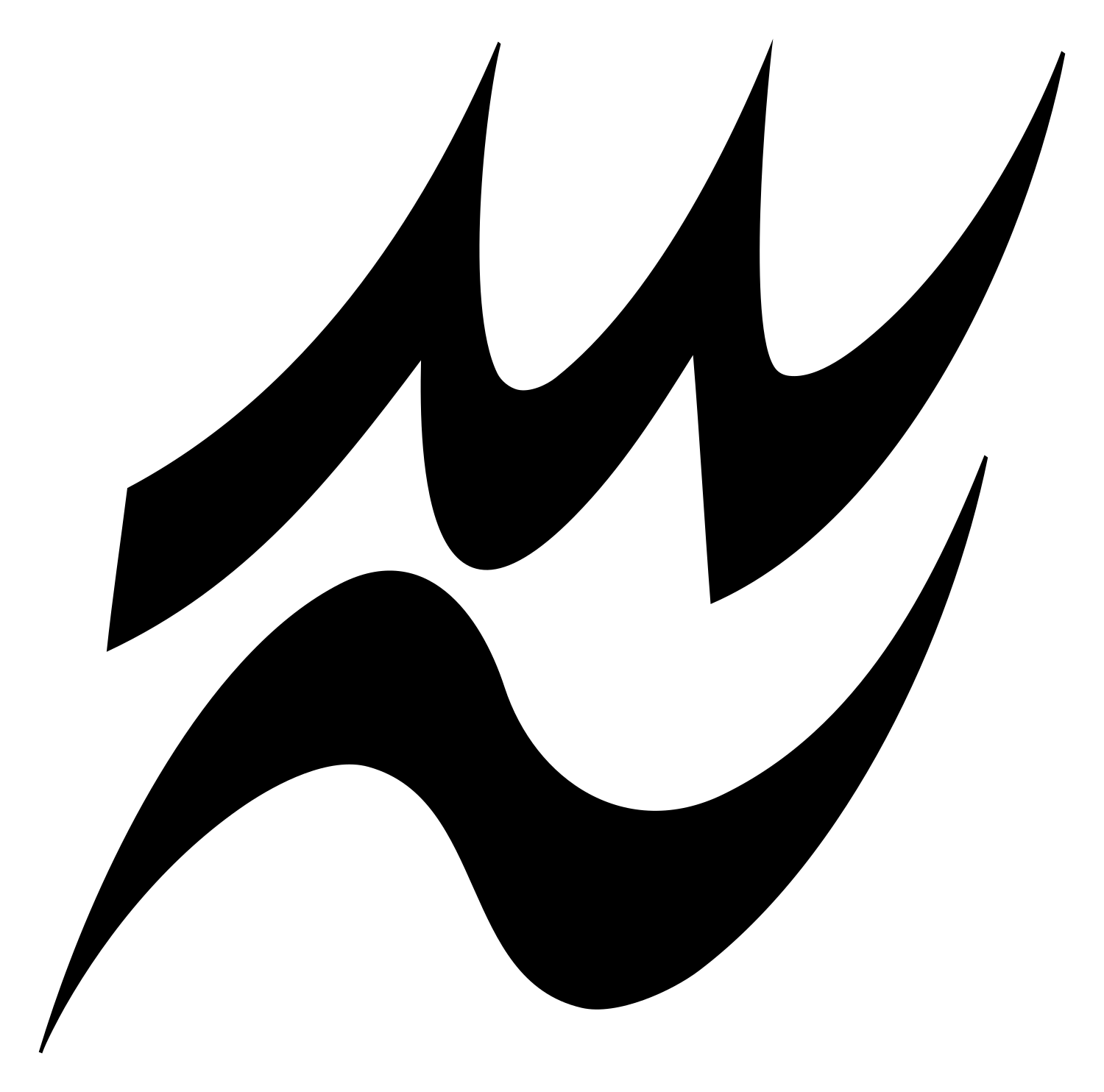 Calligraphic Aquarius Wave Emblem #ffffff/#000000