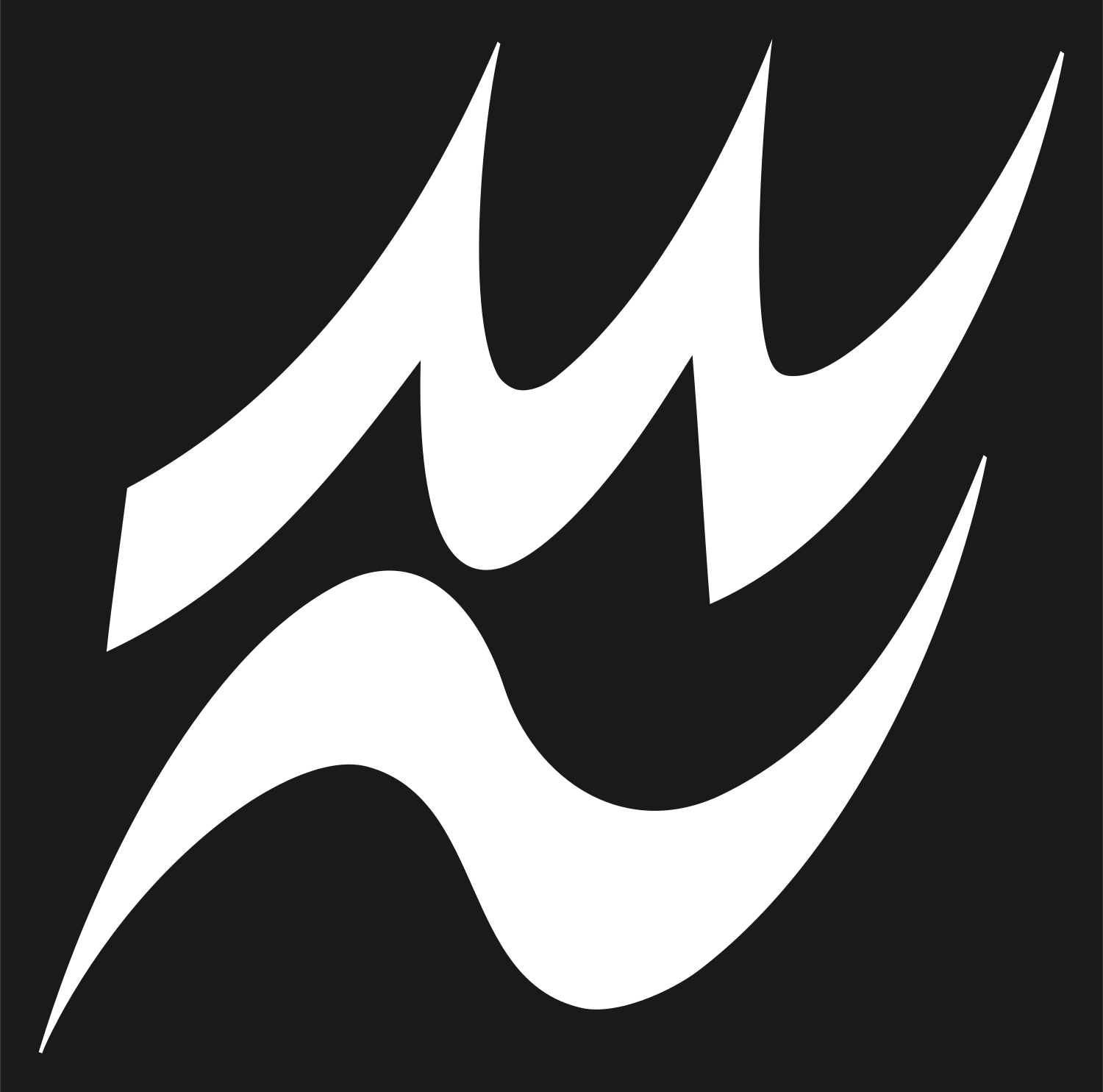 Calligraphic Aquarius Wave Emblem #1a1a1a/#ffffff