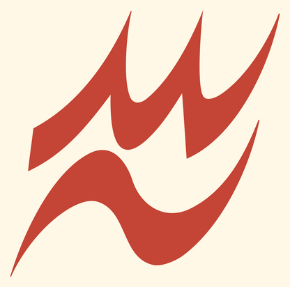 Calligraphic Aquarius Wave Emblem #fff8e7/#c44536