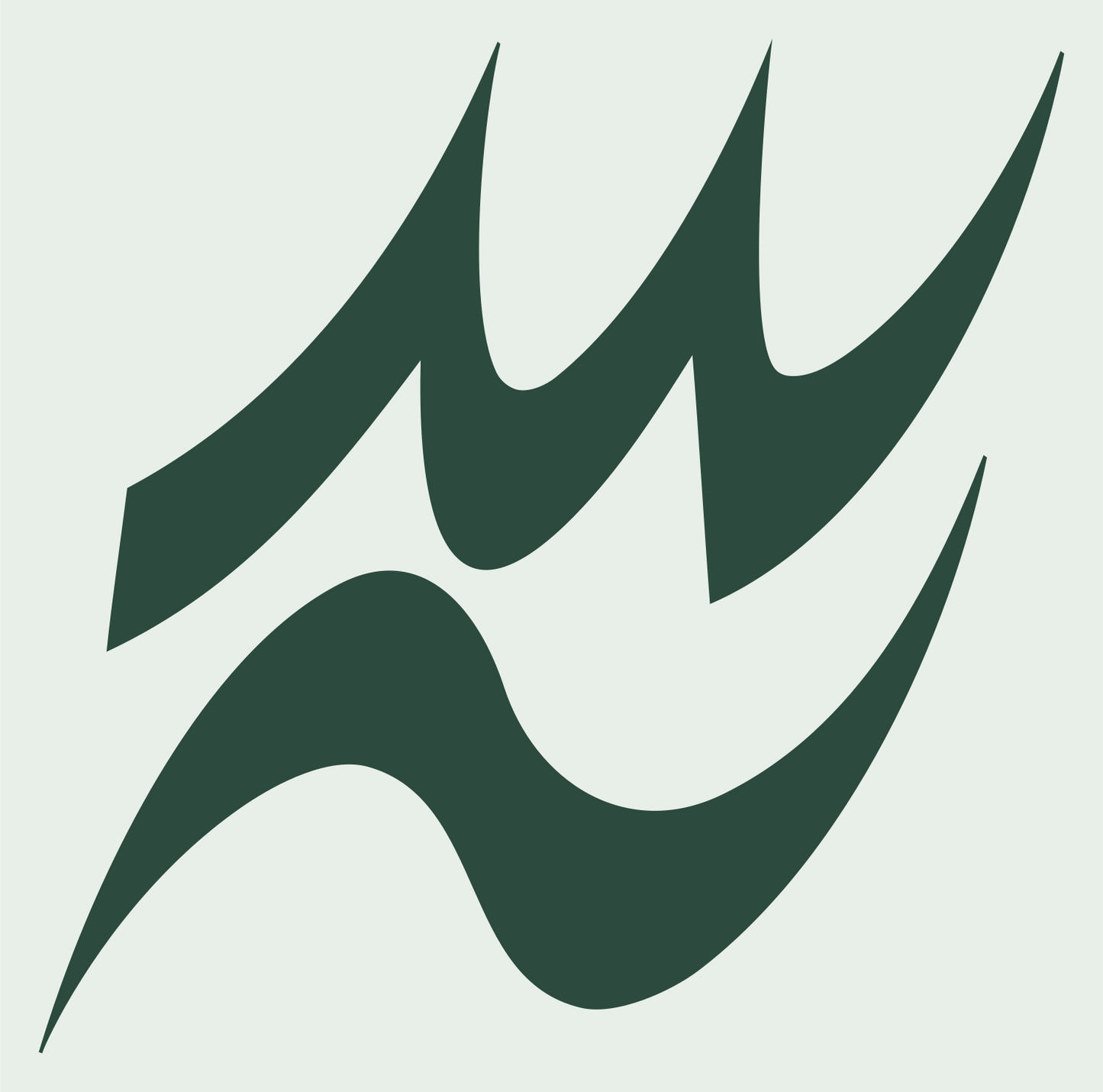 Calligraphic Aquarius Wave Emblem #e8efe9/#2d4a3e