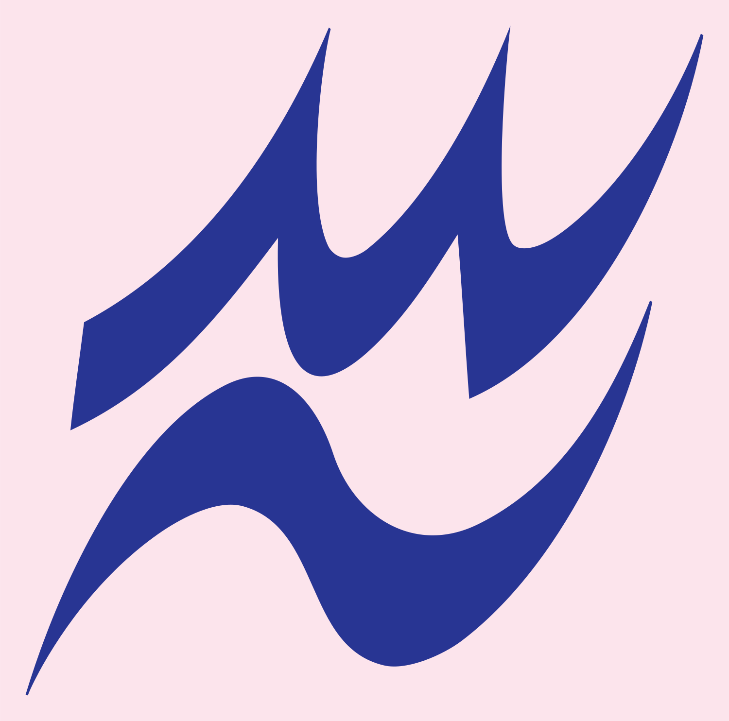 Calligraphic Aquarius Wave Emblem #fce4ec/#283593