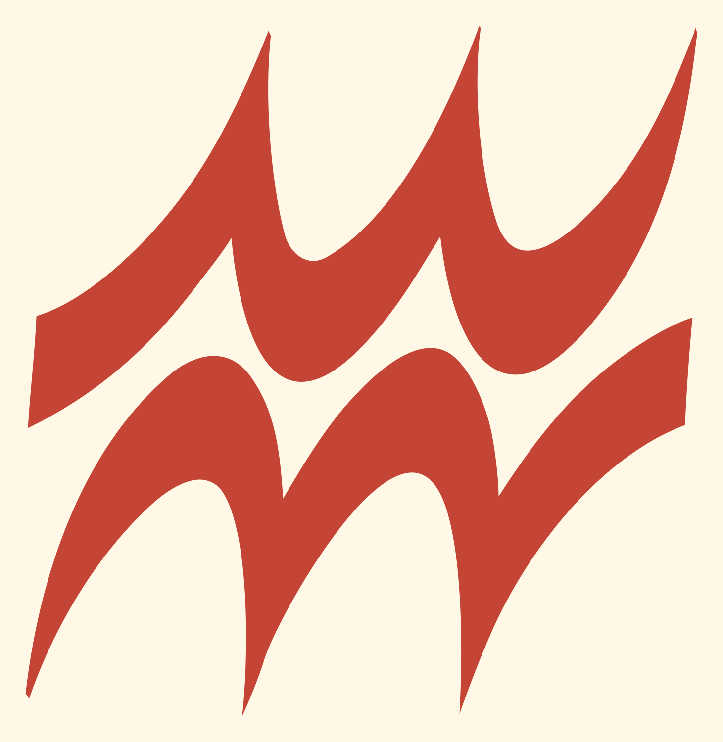 Stacked Ripple Wave Badge #fff8e7/#c44536
