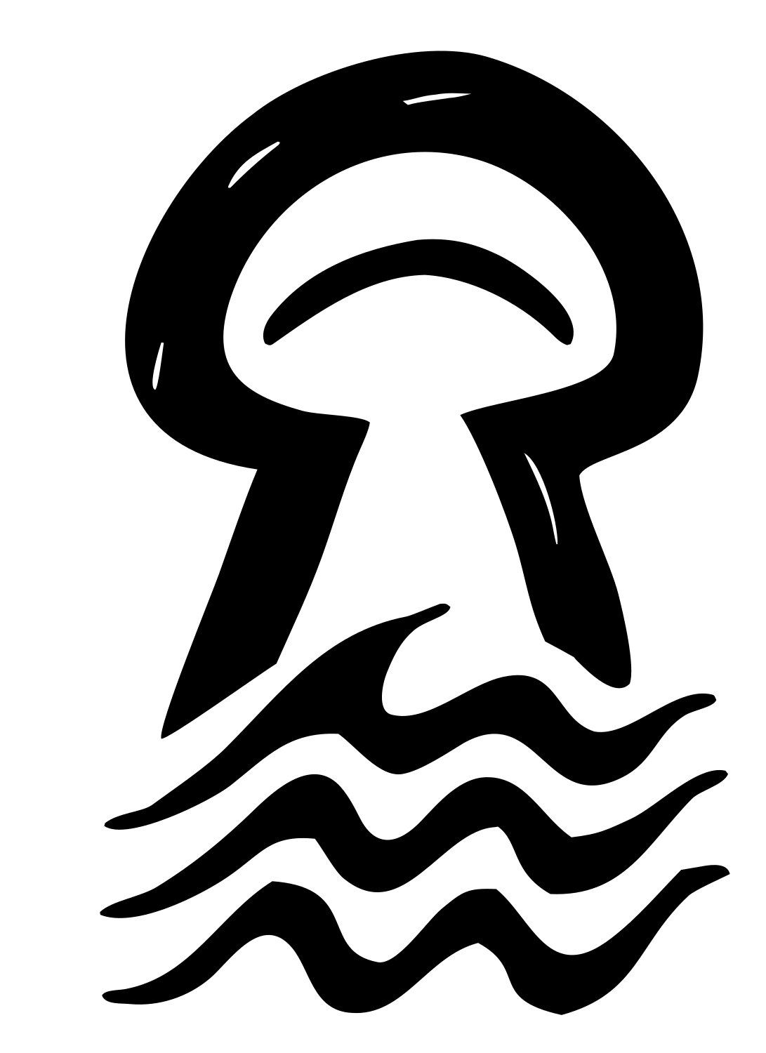 Hand-Drawn Jellyfish Wave Logo #ffffff/#000000