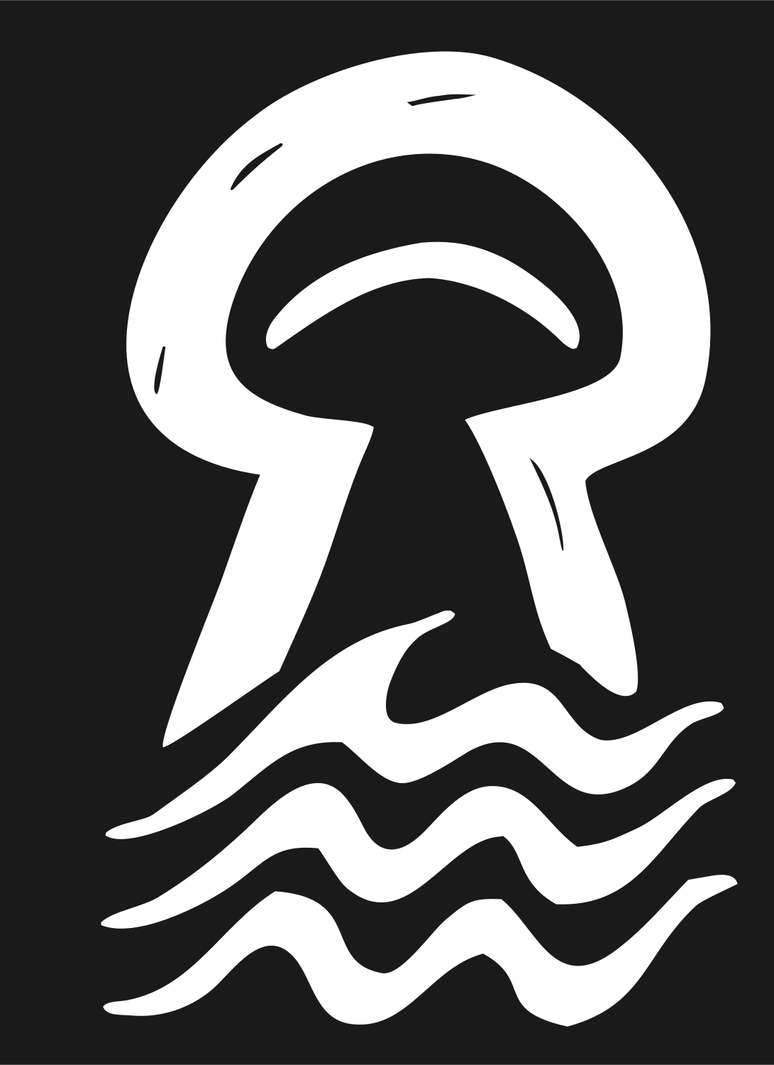 Hand-Drawn Jellyfish Wave Logo #1a1a1a/#ffffff