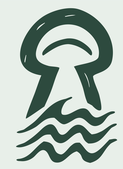Hand-Drawn Jellyfish Wave Logo #e8efe9/#2d4a3e