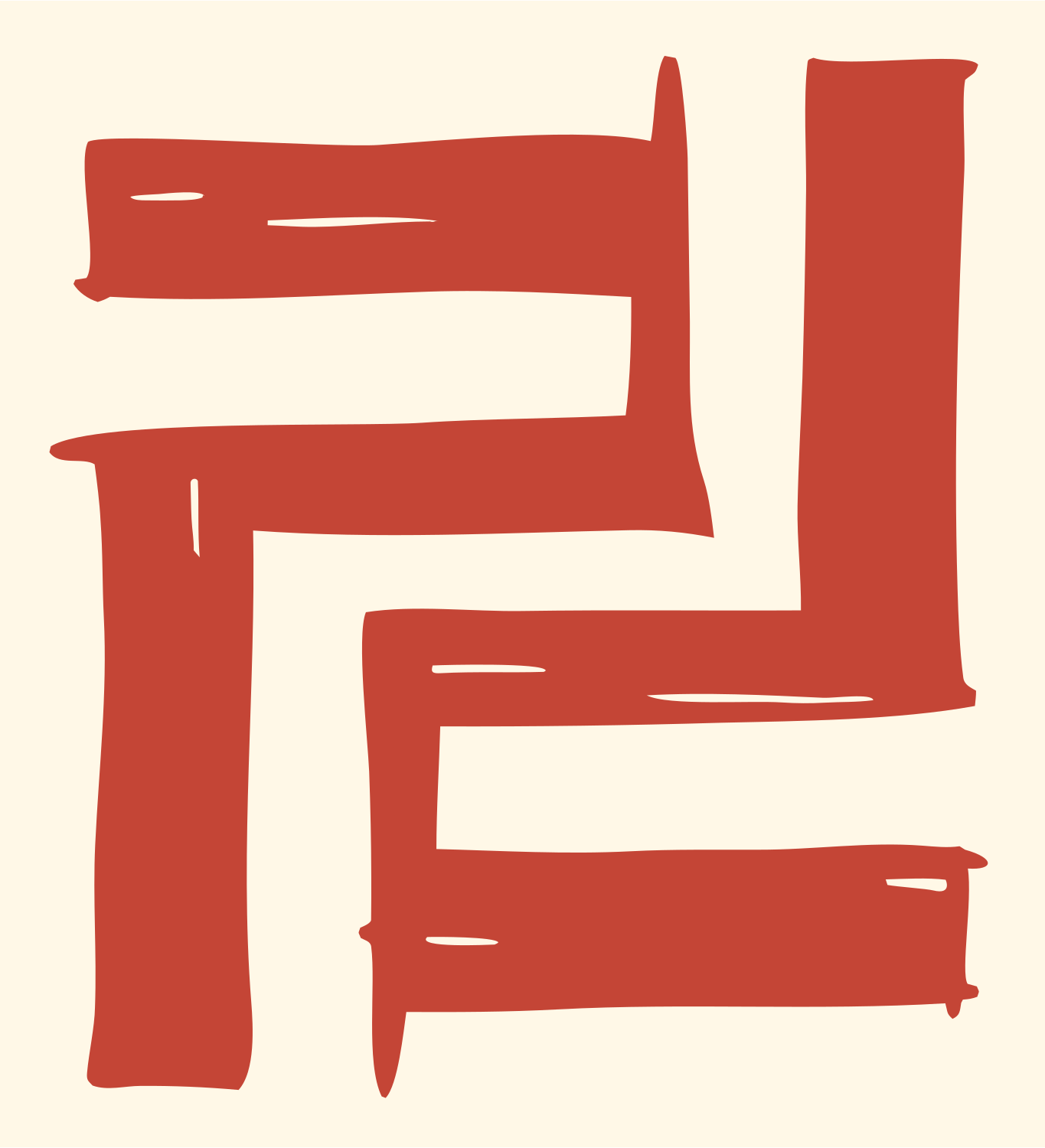 Hand-Drawn Brushstroke Aquarius Mark #fff8e7/#c44536