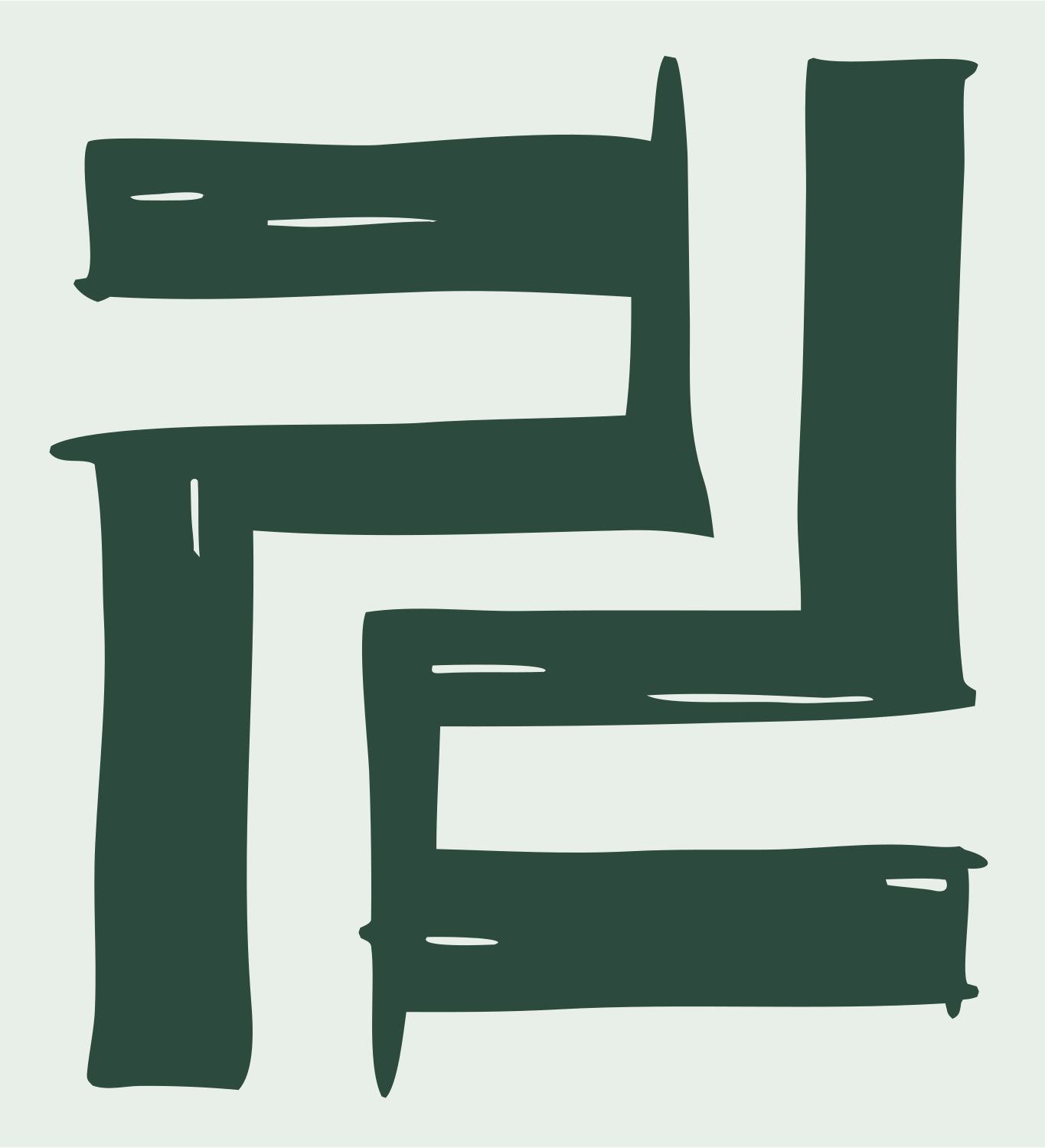 Hand-Drawn Brushstroke Aquarius Mark #e8efe9/#2d4a3e