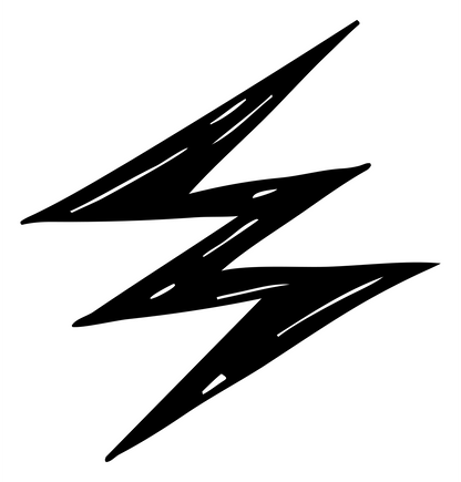 Hand-Drawn Lightning Bolt Icon #ffffff/#000000