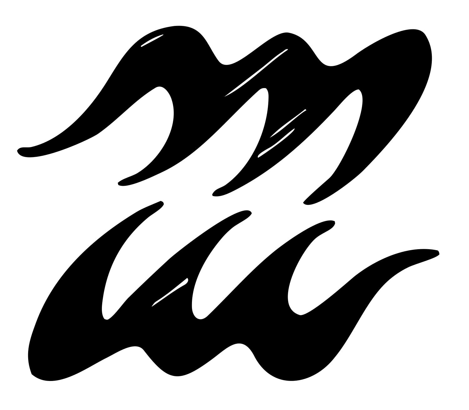 Hand-Drawn Aquarius Wave Icon #ffffff/#000000