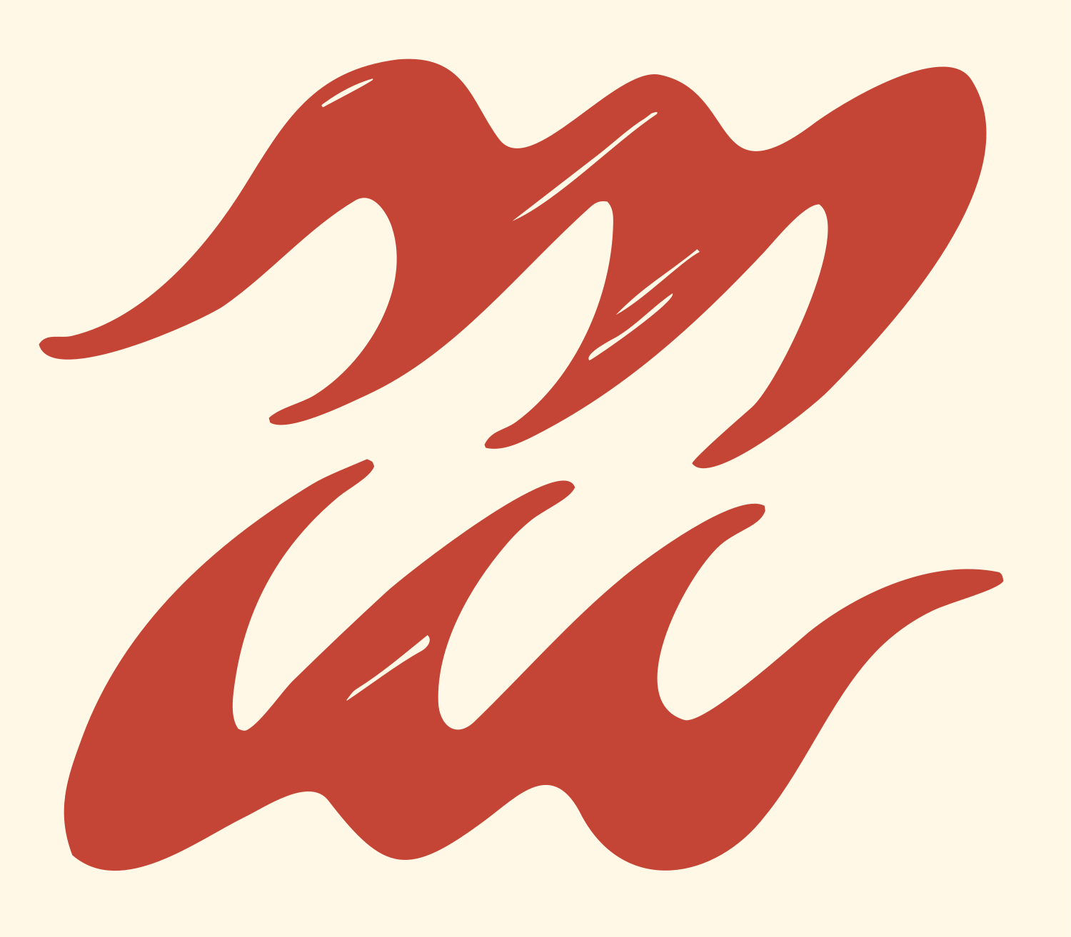 Hand-Drawn Aquarius Wave Icon #fff8e7/#c44536