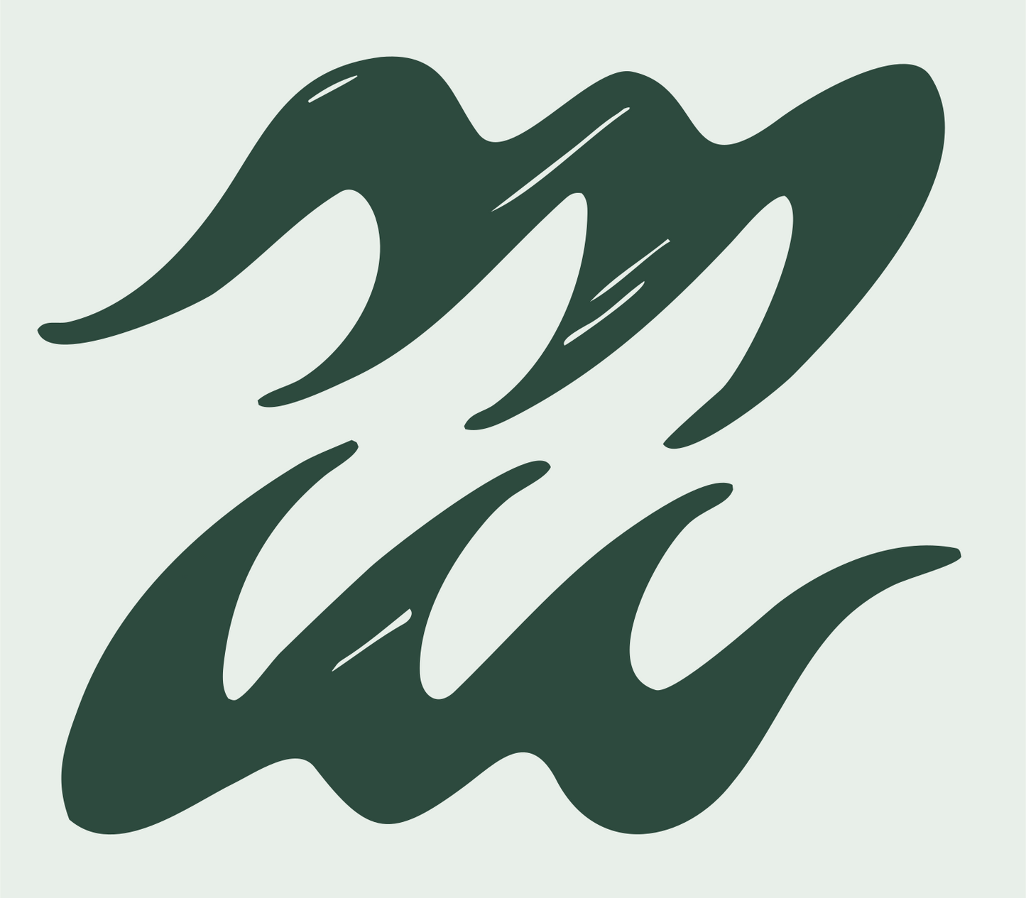 Hand-Drawn Aquarius Wave Icon #e8efe9/#2d4a3e