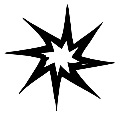 Hand-Drawn Eight-Point Star Badge #ffffff/#000000