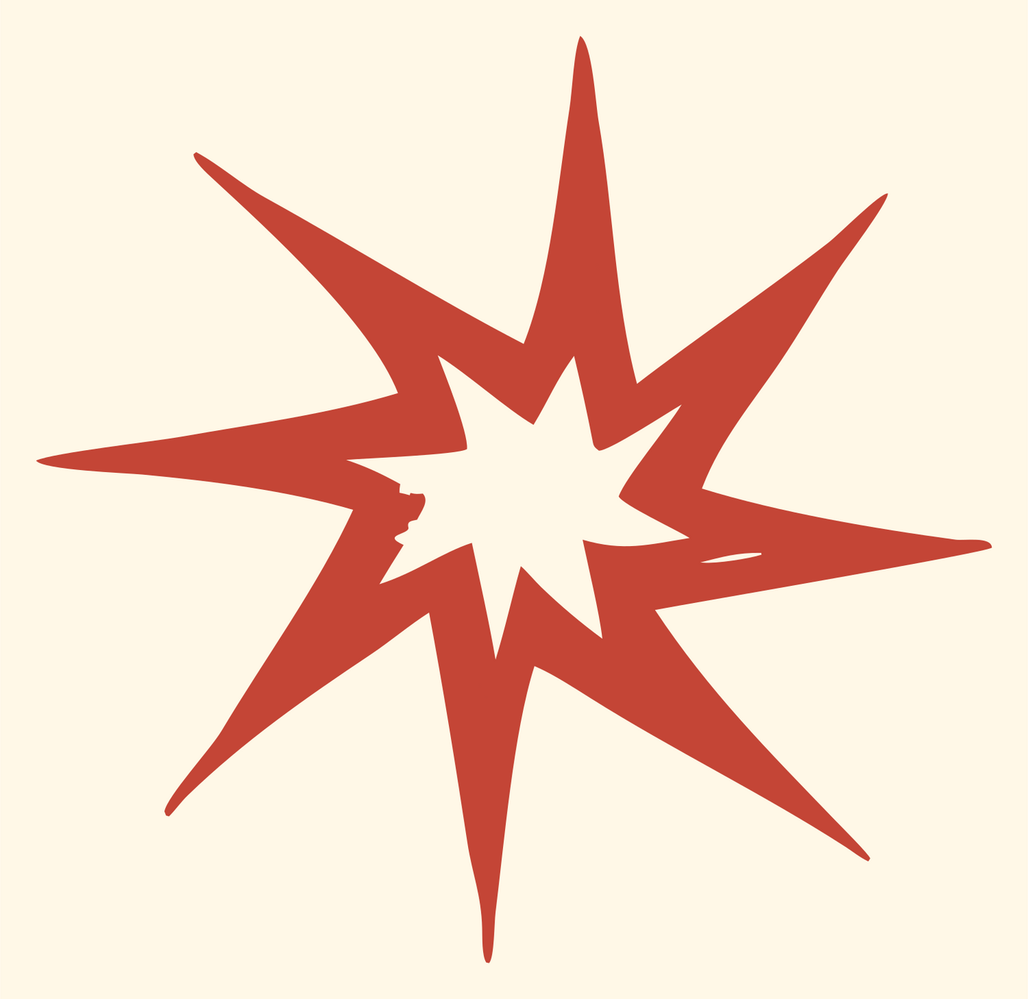 Hand-Drawn Eight-Point Star Badge #fff8e7/#c44536