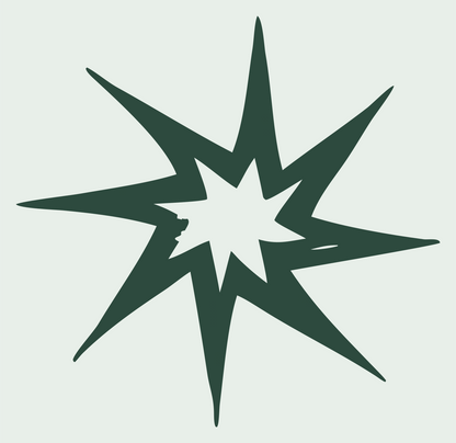 Hand-Drawn Eight-Point Star Badge #e8efe9/#2d4a3e