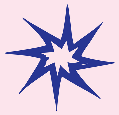Hand-Drawn Eight-Point Star Badge #fce4ec/#283593