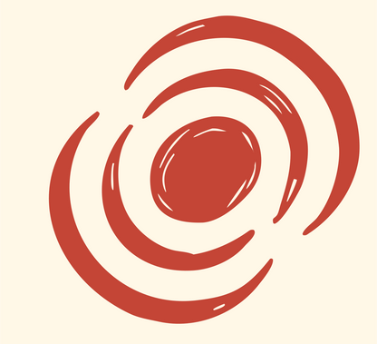 Hand-Drawn Spiral Vortex Mark #fff8e7/#c44536