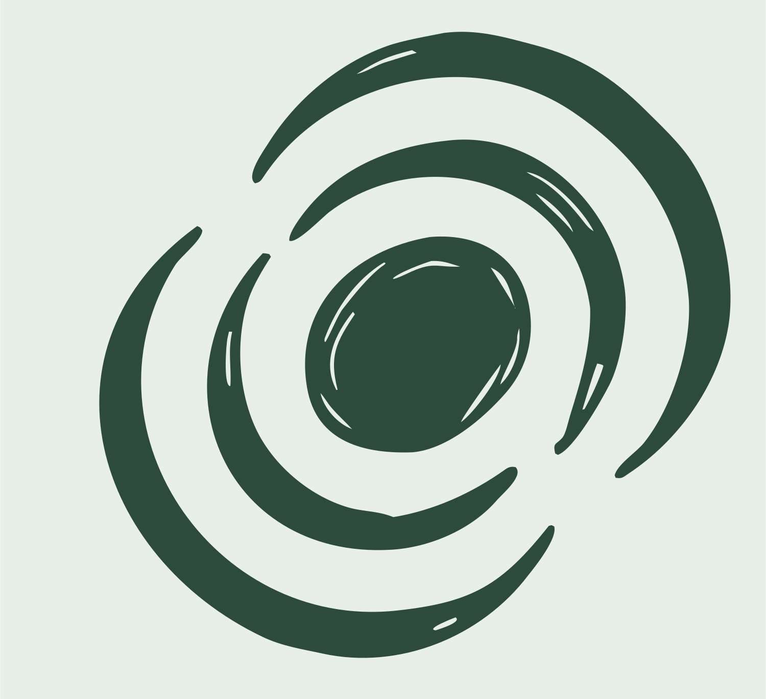 Hand-Drawn Spiral Vortex Mark #e8efe9/#2d4a3e