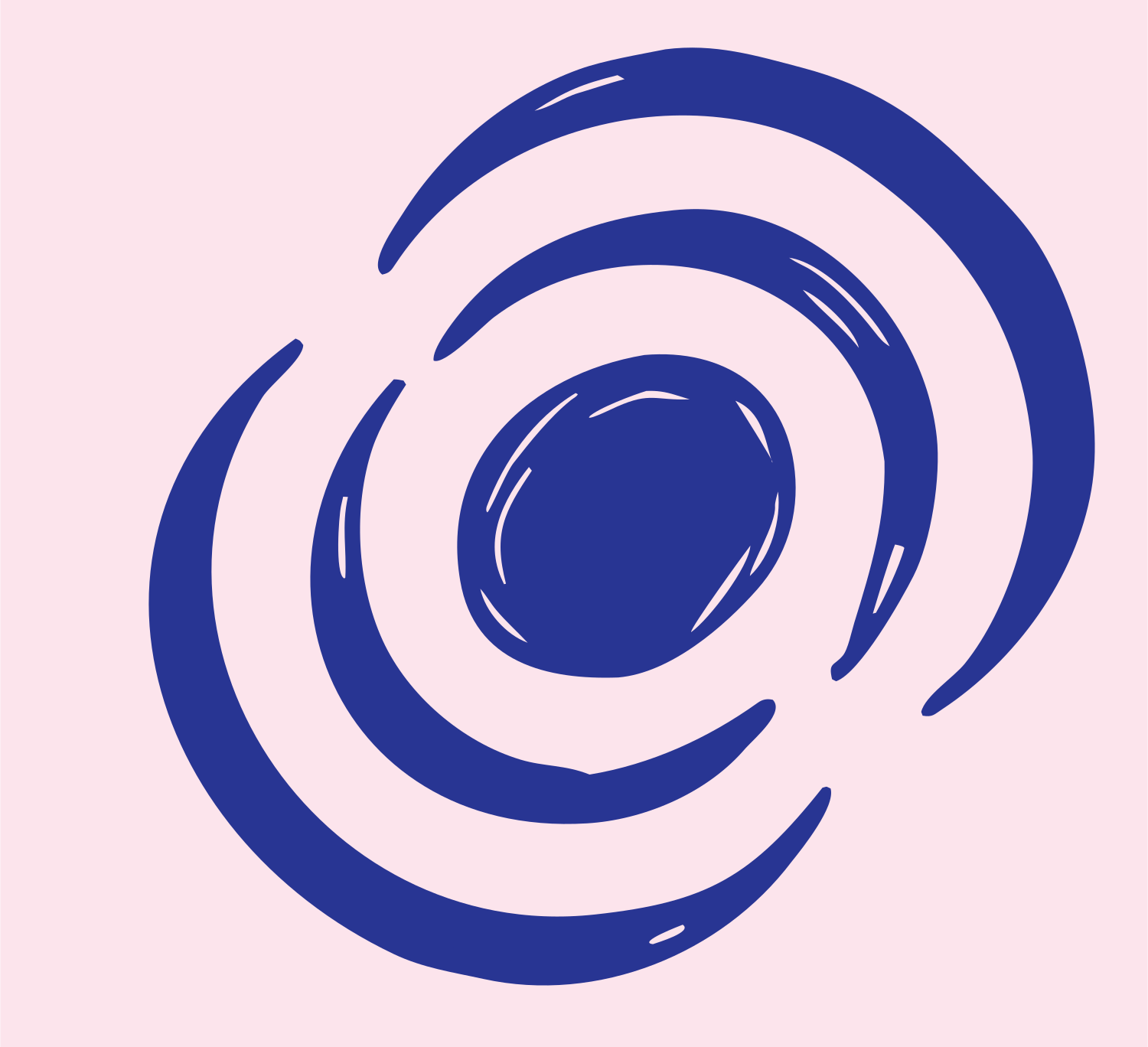 Hand-Drawn Spiral Vortex Mark #fce4ec/#283593