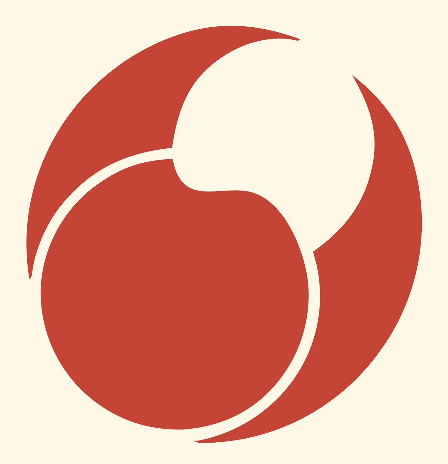Negative Space Yin Yang Mark #fff8e7/#c44536