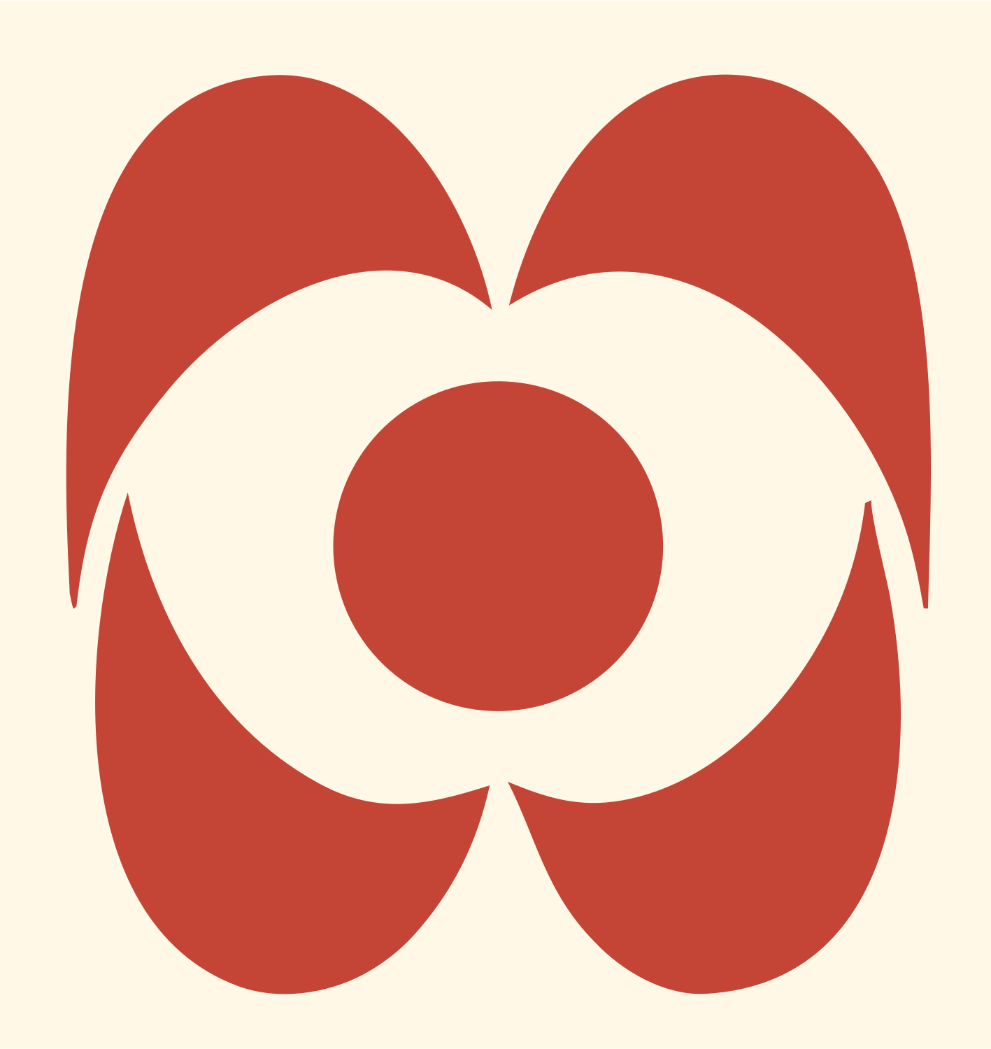 Negative Space Flower Eye Mark #fff8e7/#c44536