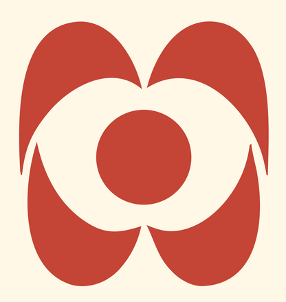 Negative Space Flower Eye Mark #fff8e7/#c44536