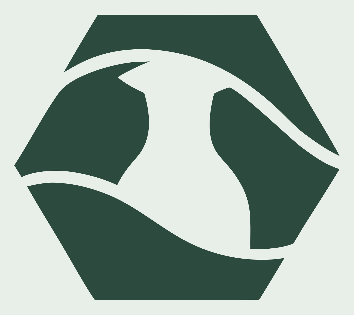 Negative Space Bird Hexagon Badge #e8efe9/#2d4a3e