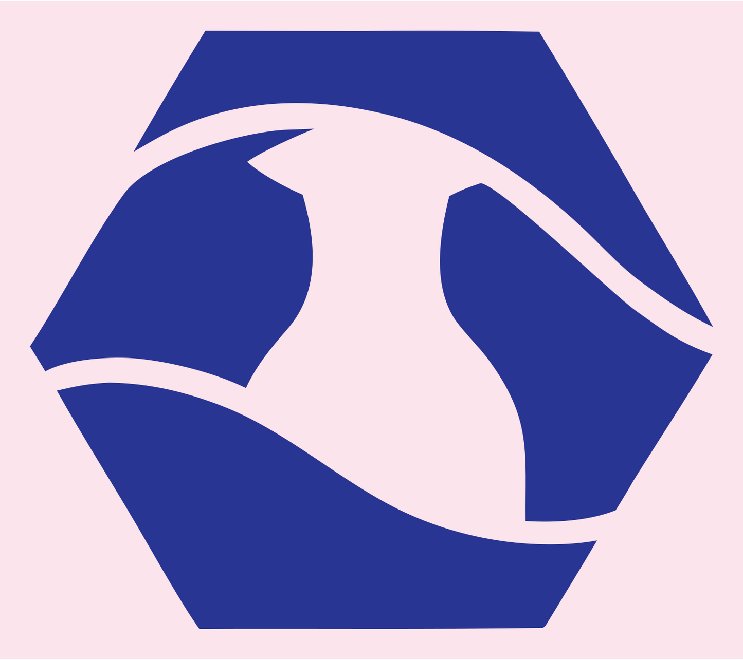 Negative Space Bird Hexagon Badge #fce4ec/#283593