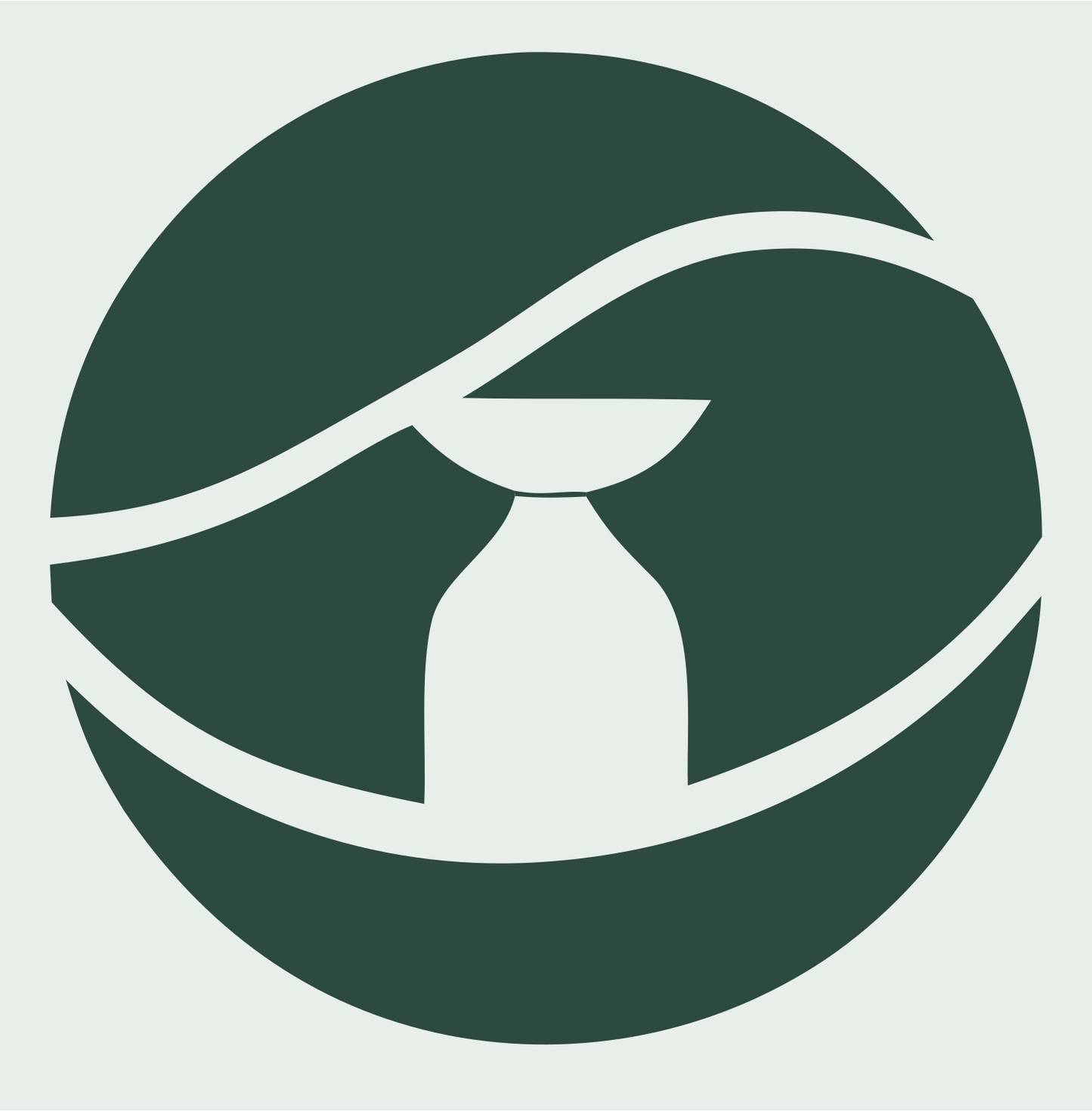 Negative Space Ewer Circle Badge #e8efe9/#2d4a3e