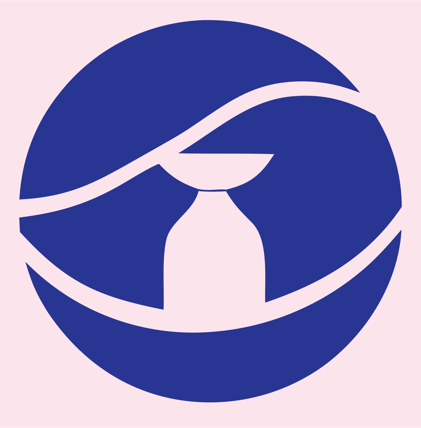 Negative Space Ewer Circle Badge #fce4ec/#283593
