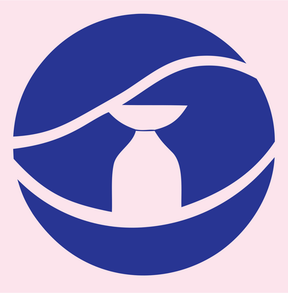 Negative Space Ewer Circle Badge #fce4ec/#283593