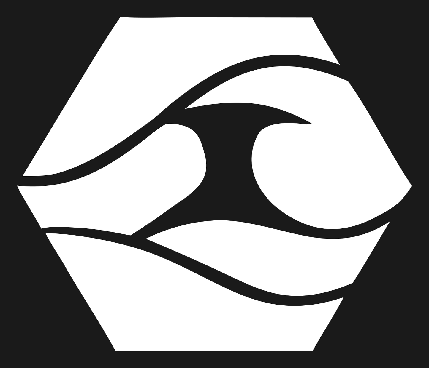 Negative Space Wave Hexagon Badge #1a1a1a/#ffffff