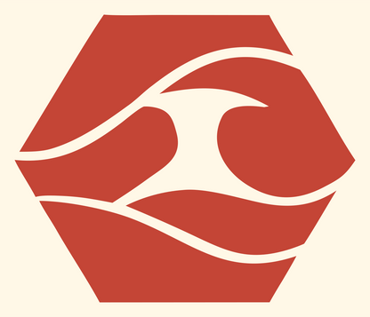 Negative Space Wave Hexagon Badge #fff8e7/#c44536