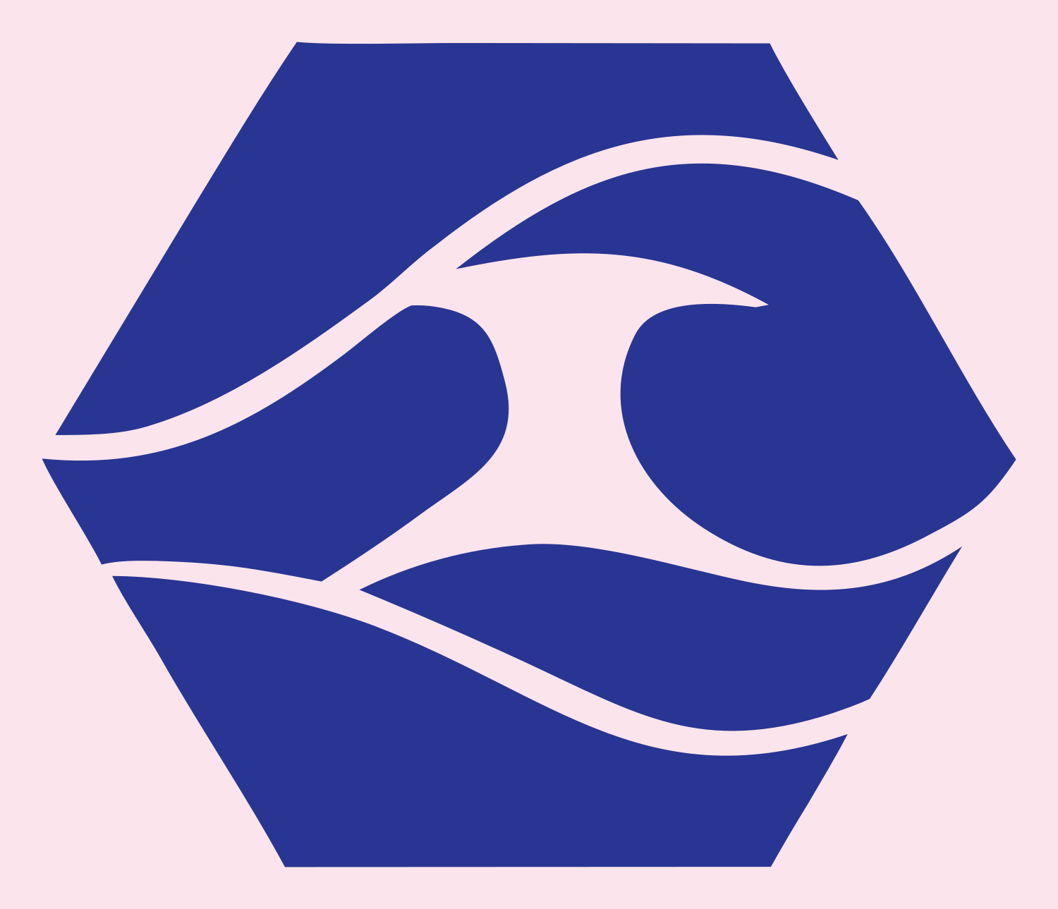 Negative Space Wave Hexagon Badge #fce4ec/#283593