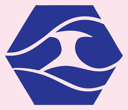 Negative Space Wave Hexagon Badge #fce4ec/#283593