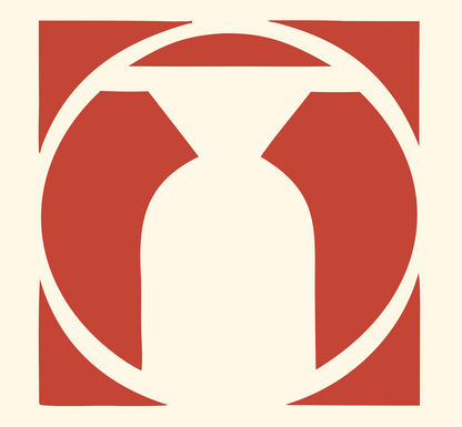 Negative Space Hourglass Circle Mark #fff8e7/#c44536