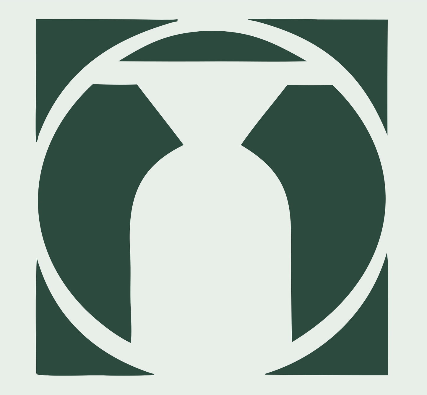 Negative Space Hourglass Circle Mark #e8efe9/#2d4a3e