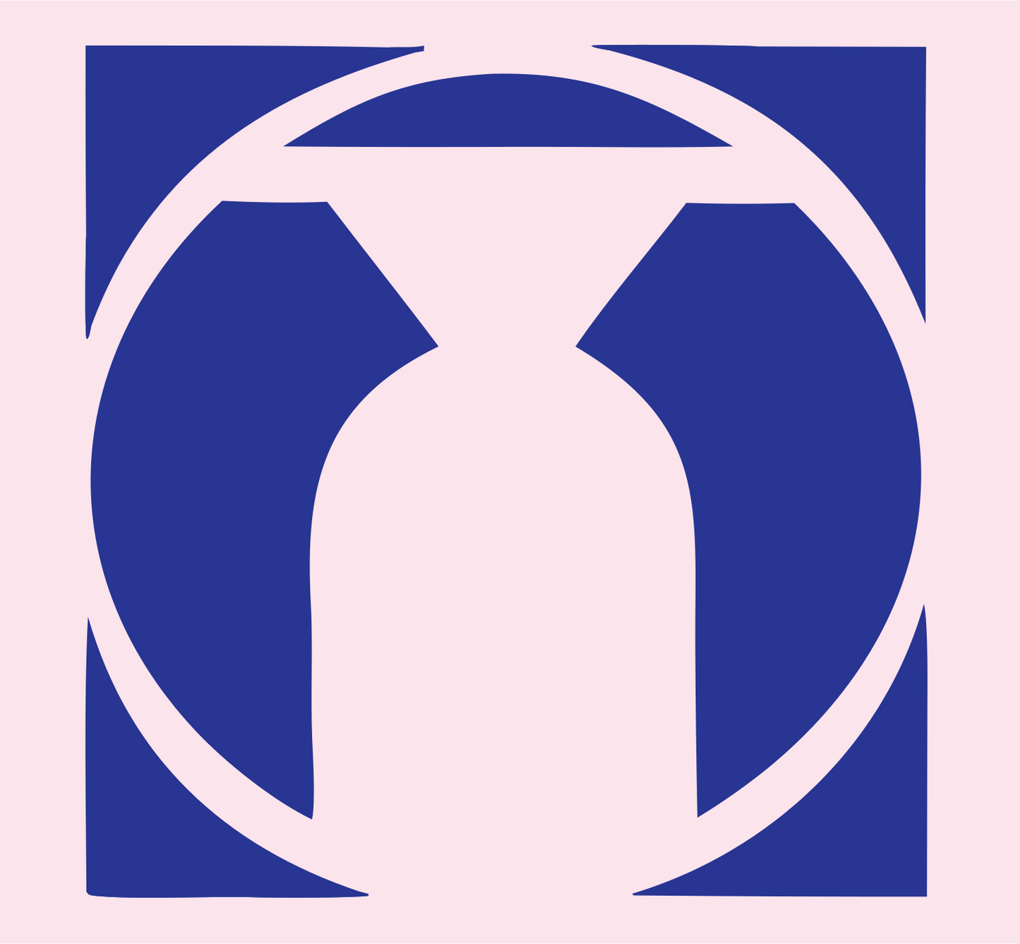 Negative Space Hourglass Circle Mark #fce4ec/#283593
