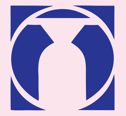 Negative Space Hourglass Circle Mark #fce4ec/#283593