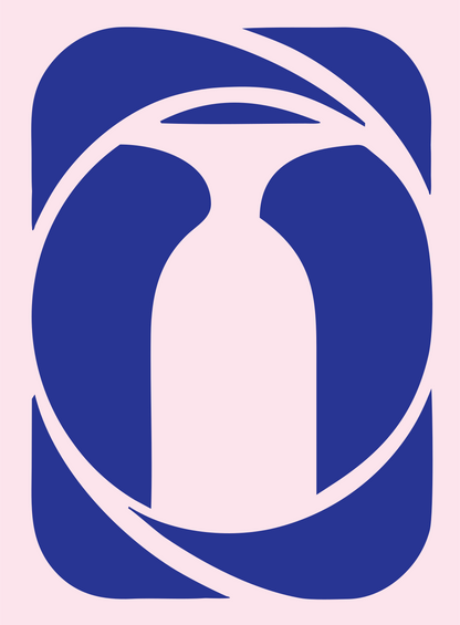 Negative Space Bottle Circle Mark #fce4ec/#283593