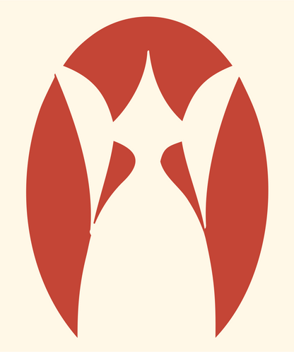 Negative Space Owl Face Mark #fff8e7/#c44536