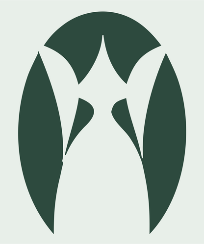 Negative Space Owl Face Mark #e8efe9/#2d4a3e
