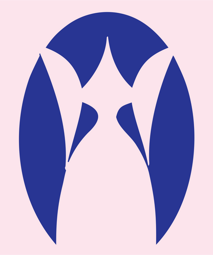 Negative Space Owl Face Mark #fce4ec/#283593