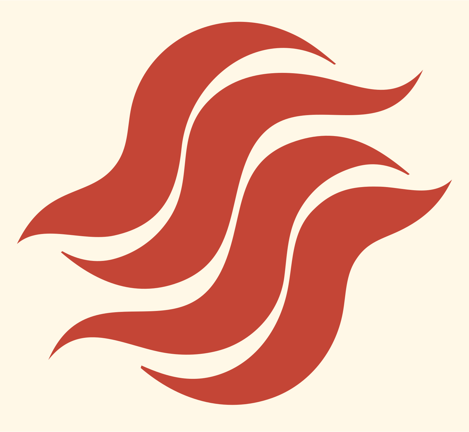 Triple Wave Flame Mark #fff8e7/#c44536