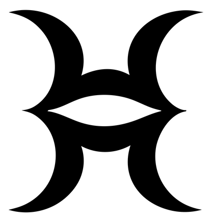 Dual Crescent Pisces Glyph Icon #ffffff/#000000