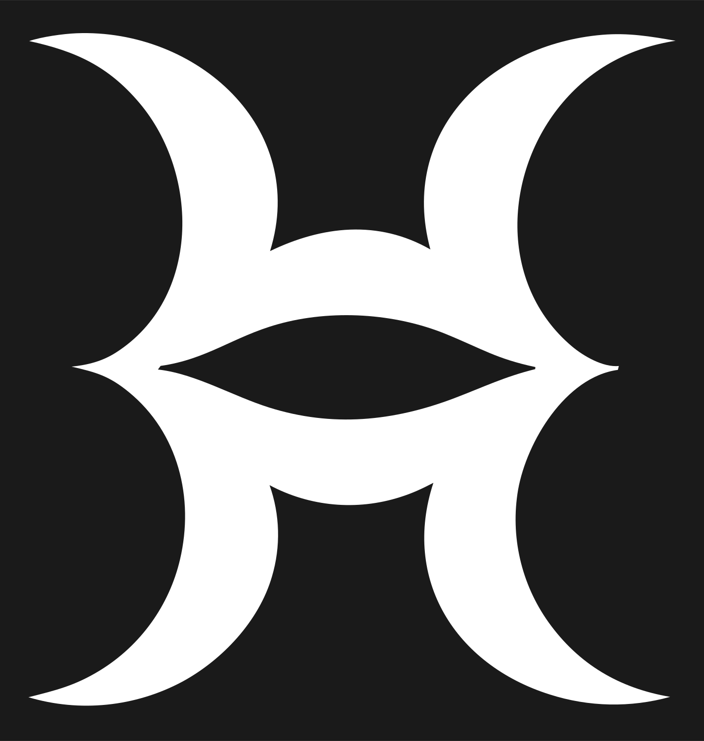 Dual Crescent Pisces Glyph Icon #1a1a1a/#ffffff
