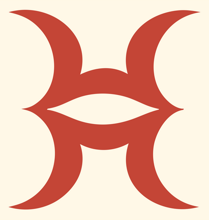 Dual Crescent Pisces Glyph Icon #fff8e7/#c44536